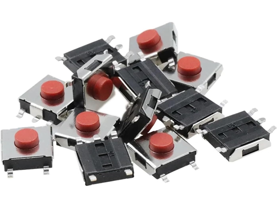 100-interruptores De Botão Pressão Táteis Smd Planos 5-pinos, 6x 3, 1mm