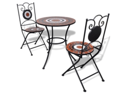 Conjunto 3 Mobiliario de jardim VIDAXL Marrom Cerâmica