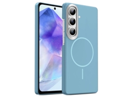 Capa Para Samsung Galaxy A55 5g Fina Circular Magsafe À Prova De Choque Dourada Em Policarbonato Azul Oceano
