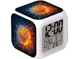 Despertador Led Basquete Fogo Esportes Design Criativo Relógio De Mesa Eletrônico Brilhante Colorido Despertador Digital Unissex Slowmoose