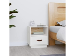 Vidaxl Mesa De Cabeceira 40x34x45 Cm Madeira De Pinho Maciça Branco