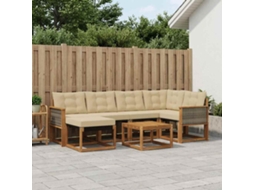 Vidaxl Conjunto De Sofás Para Exterior 7 Unid. Natural E Bege