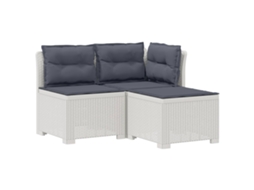 Maison Exclusive - Sofá De Jardim 3 Lugares Com Almofadas Visual Rattan Pp Branco