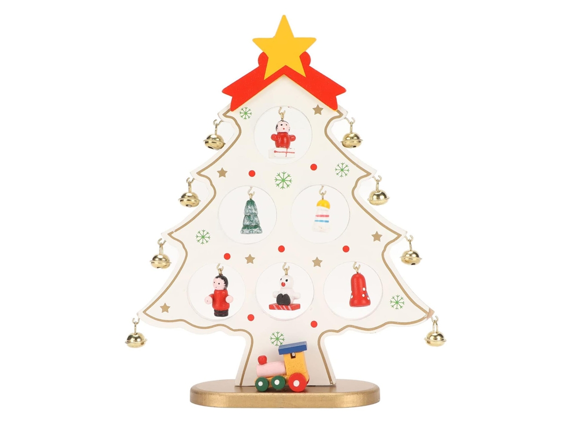 Árvore de Natal Mesa Madeira Branca Adornos Mínimos