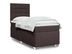 Vidaxl Cama Com Molas/colchão 90x190 Cm Tecido Castanho-escuro
