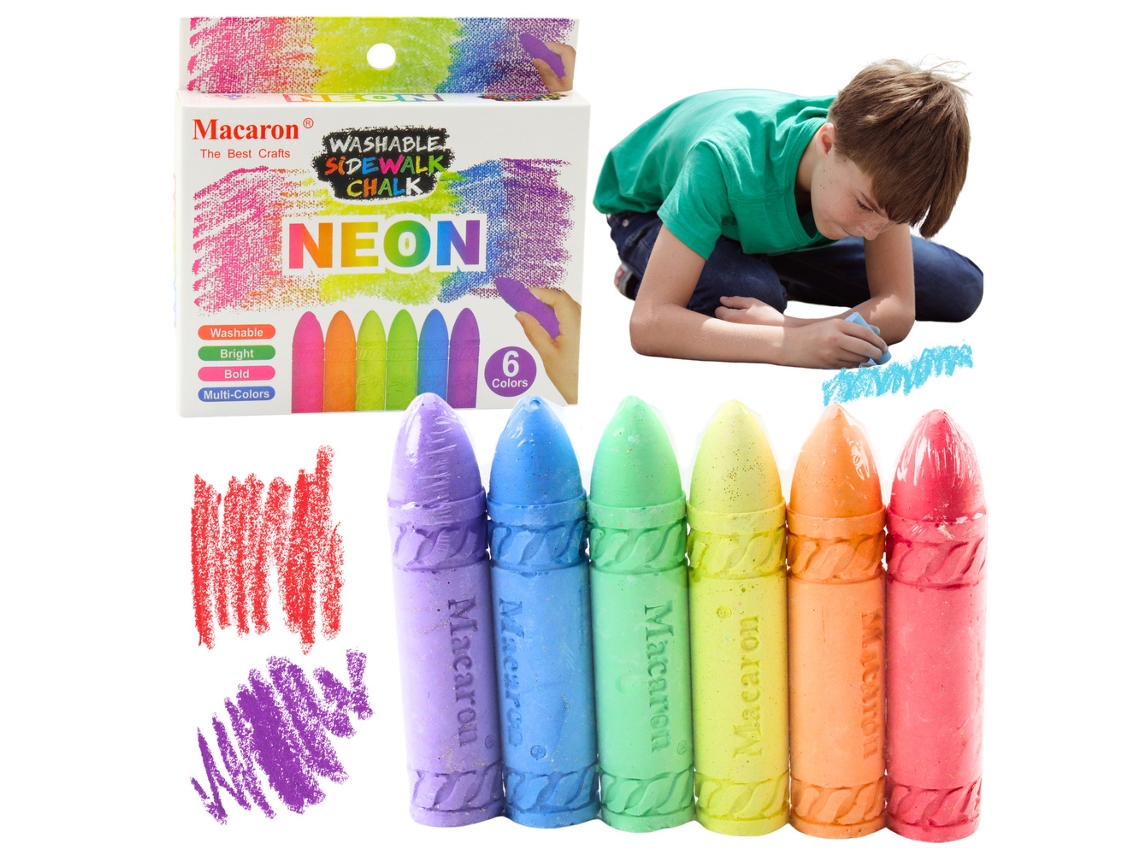Conjunto De 6 Giz De Calçada Em Neon Para Quadro Negro B.active