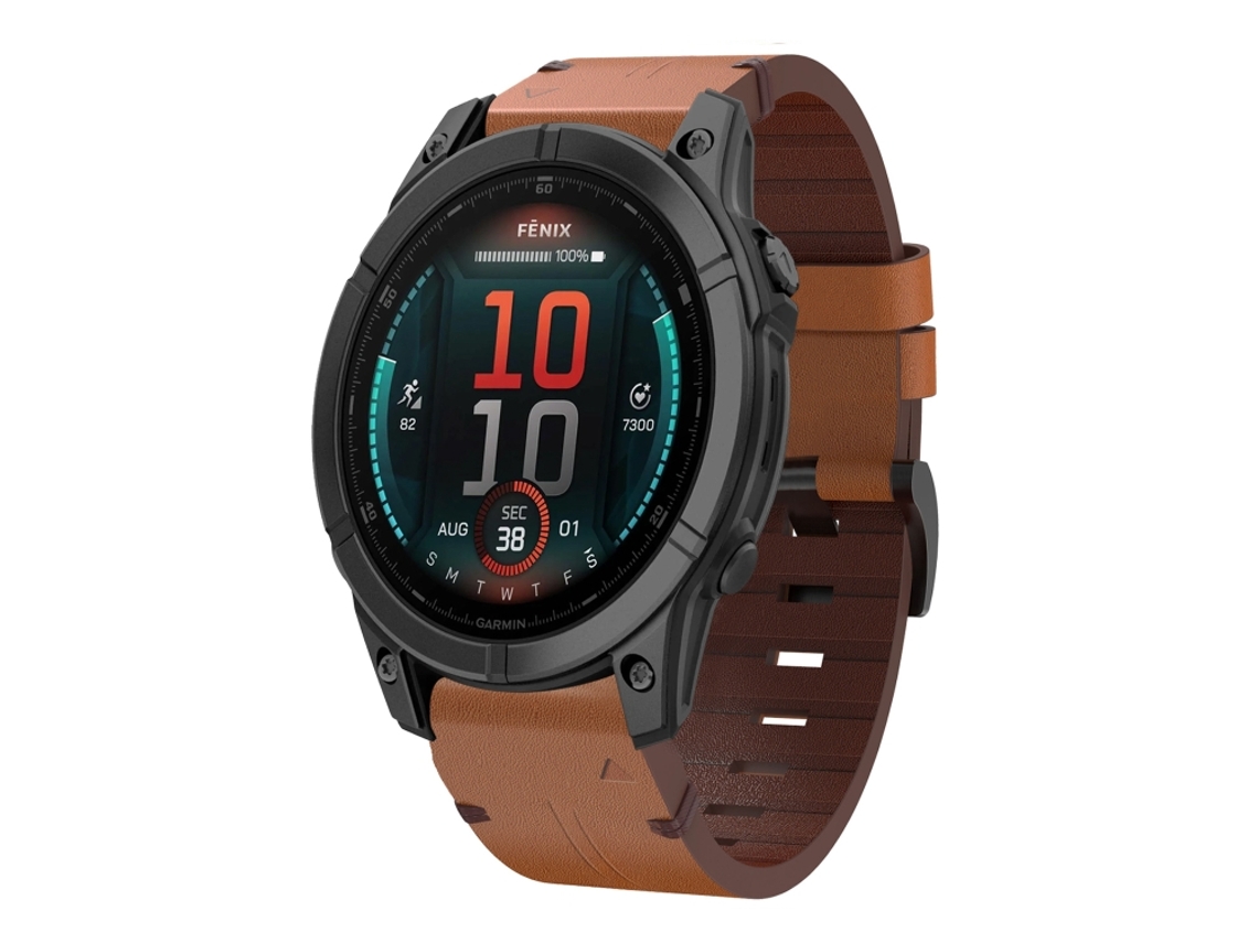 Bracelete Para Garmin Fenix 8 Amoled (51mm) - Couro - Fivela De Aço (26mm) Marrom
