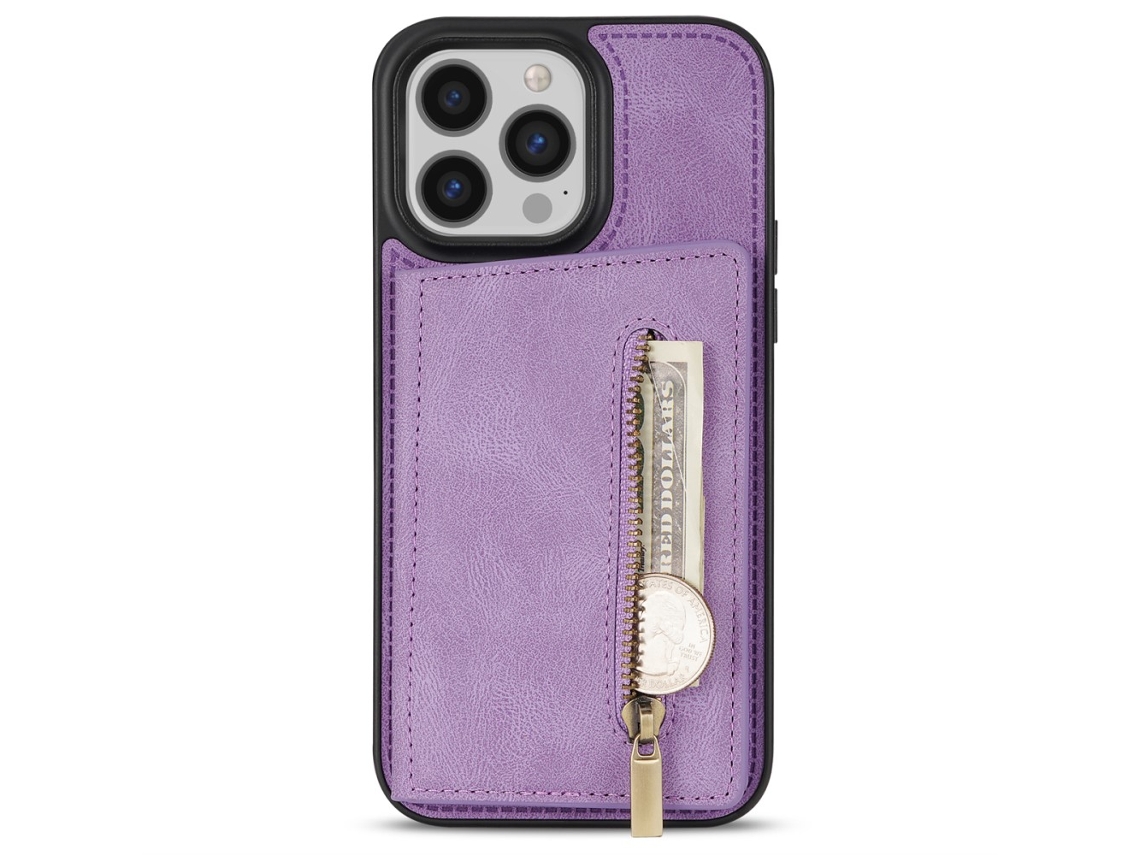 Capa Para Iphone 15 Pro Max Pele Sintética Roxo