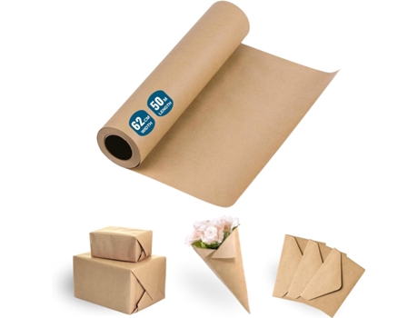 Rolo de Papel de Embrulho 62Cmx50M- Papel de Embalagem Ideal para Artesanato Ou Embalagem de Presentes de Natal e Aniversário Espírito Rebelde Lda
