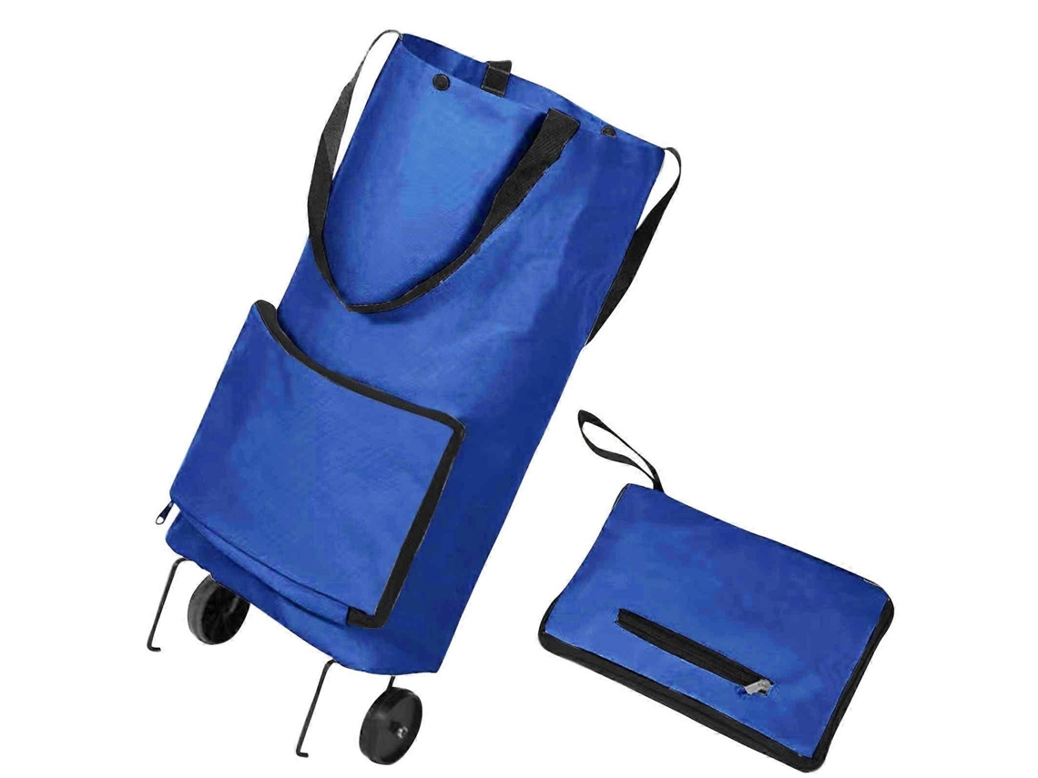 Carrinho de Compras Dobrável 2 em 1 Xiuh, Carrinho de Compras Dobrável, Carrinho de Compras Dobrável Rebocável, 2023, Azul Marinho GOKOCO