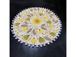 Tapete Ehstmind Redondo Quarto Flor Planta Antiderrapante Lavável Curto Multicor (100x50x50cm)