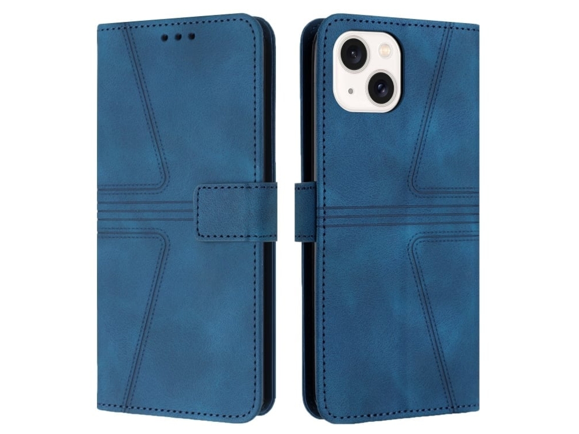 Capa De Couro Para Iphone 14 Plus - Triangular - Cor Sólida