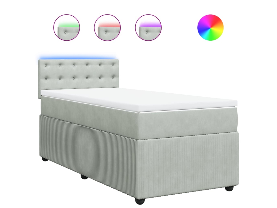 Box Spring Bed, Box Spring Beds Vidaxl Cinzeto Veludo (90 X 190 Cm)