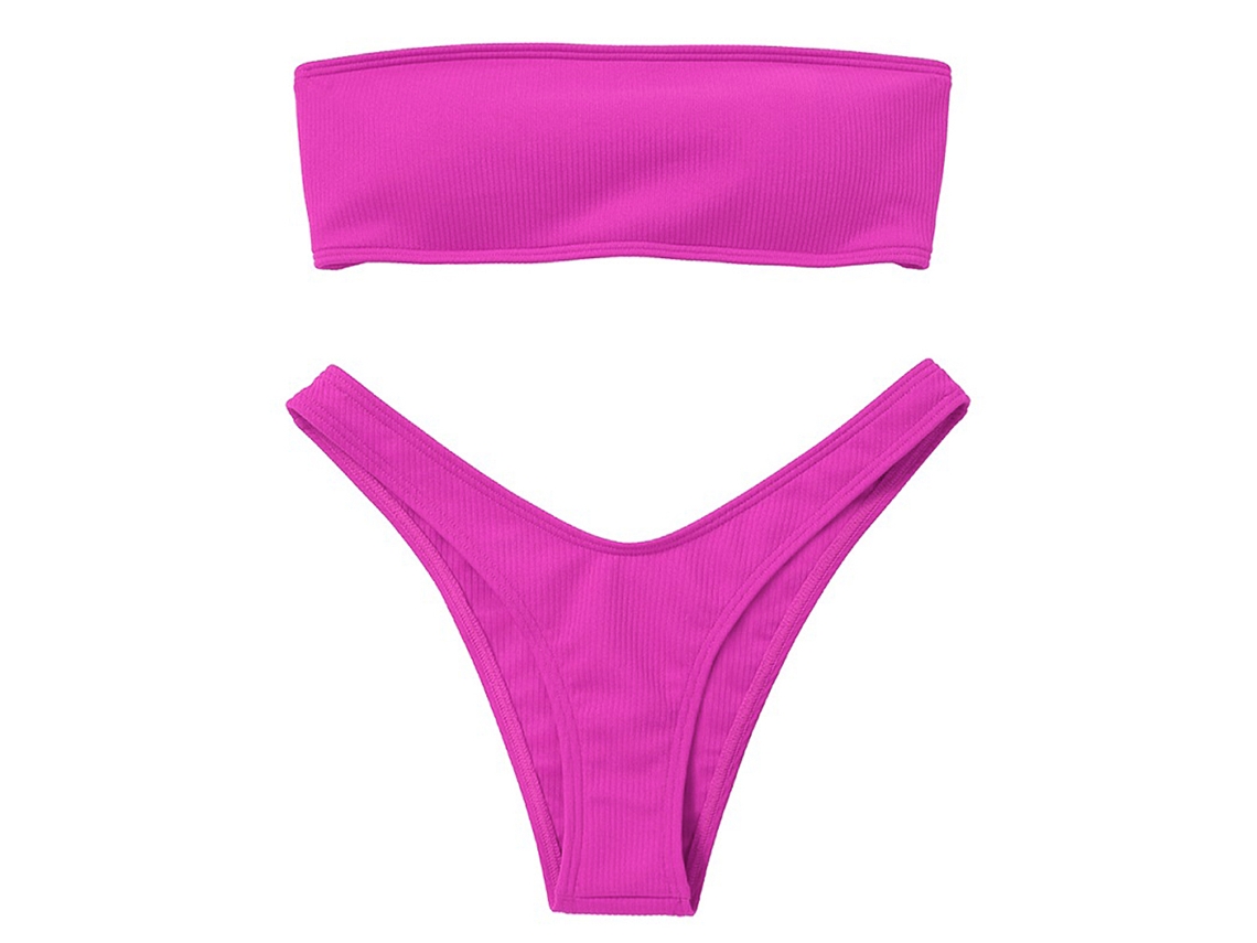 Biquíni Feminino De Praia Moda Cor Sólida Com Costas Abertas E Recorte Biquíni Push Up Verão