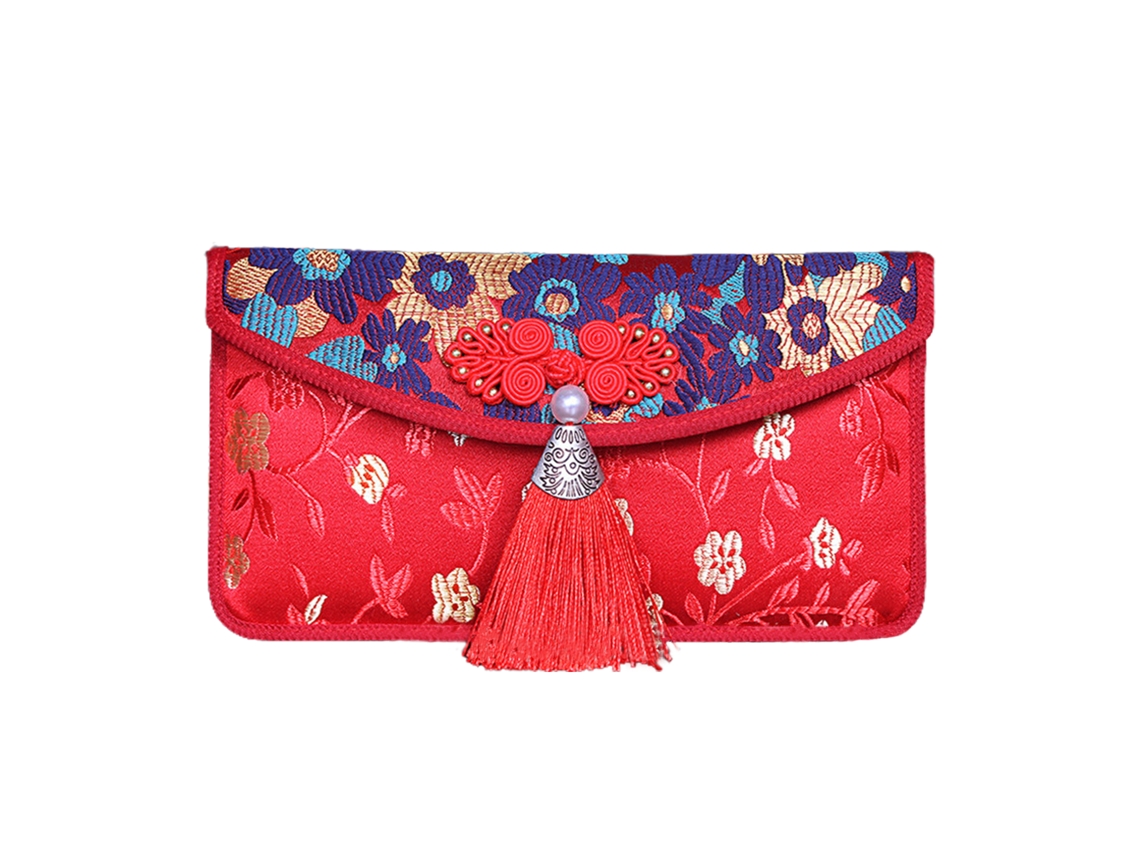 Laxiscreed Envelope De Ano Novo Vermelho Para Casamentos Em Tecido Brocado De Alta Qualidade