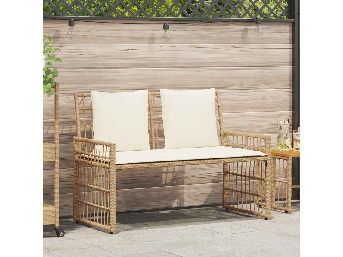 Vidaxl Banco De Exterior 2 -seater 116 X 55 X 82 Cm Natural E Creme