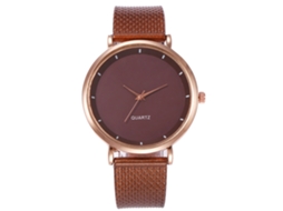 Relógio Casual Feminino de Quartzo com Pulseira de Plástico Elegante Moderno Café