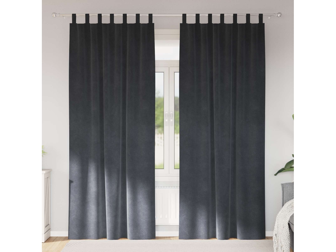 Vidaxl Cortinas Opacas 2 Unid. Cinzento-claro 140 X 260 Cm Veludo