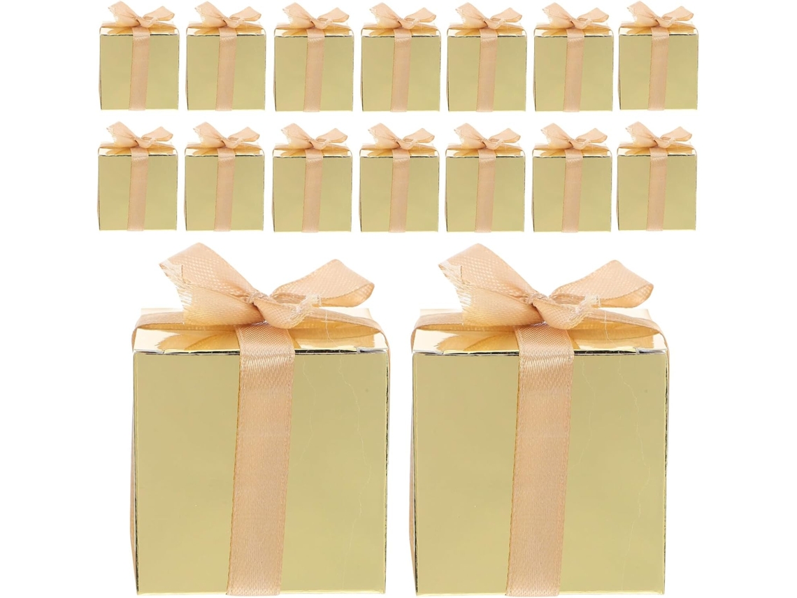 50 Caixas Quadradas Douradas Para Doces, Em Papel E Poliéster, 5cm, Elegantes Recipientes Para Casamentos, Celebrações E