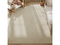 Tapete Poliéster E Algodão Cor Creme Branco 230x160x1,7 Cm Homcom