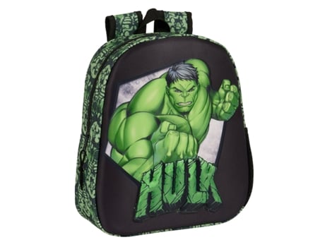 Mochila Infantil 3D HULK Preto Verde 27 x 33 x 10 cm