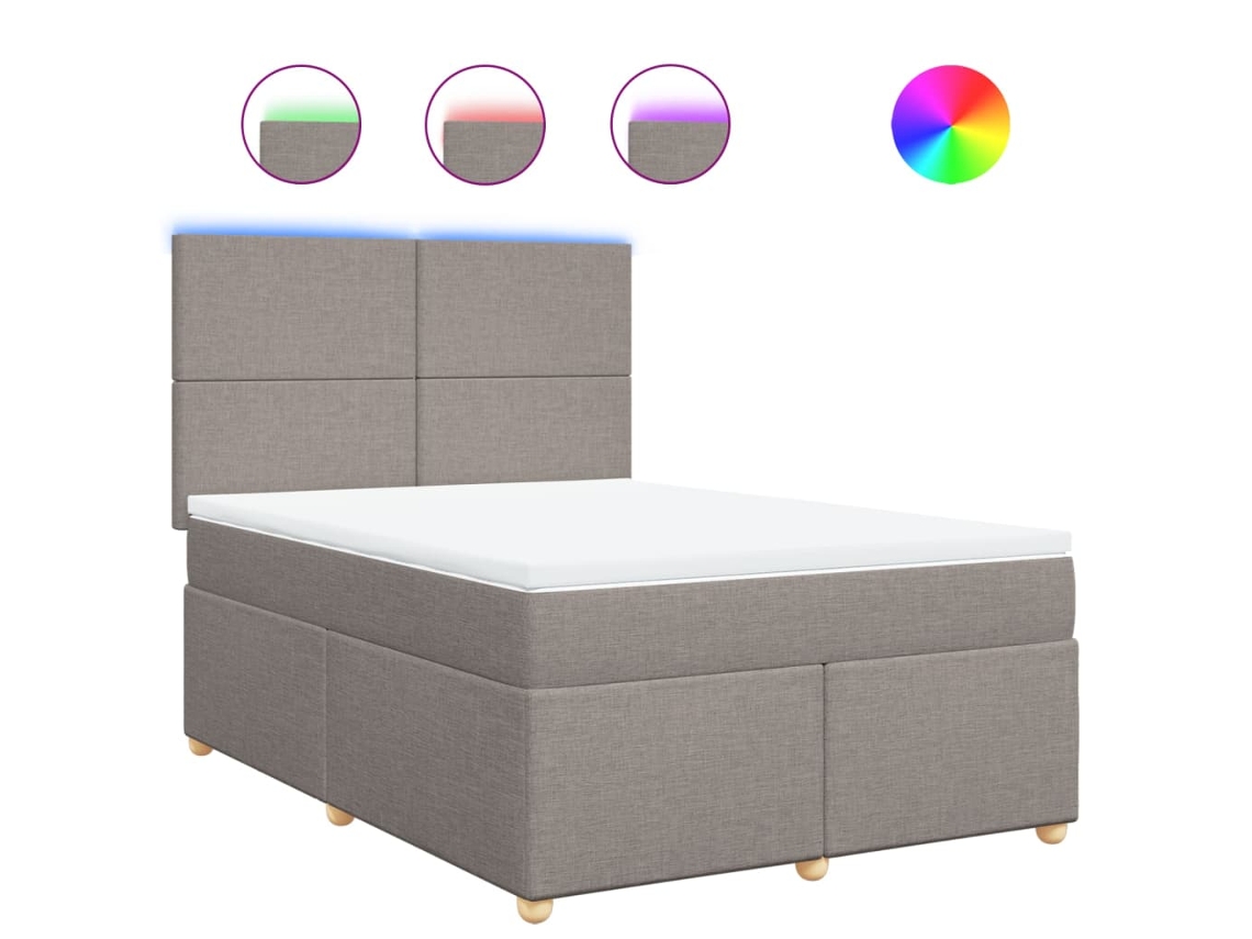 Cama com Molas e Colchão Tecido Castanho Acinzentado MAISON EXCLUSIVE (140x190 cm)