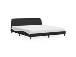 Vidaxl Cama Com Colchão Dover 180x200 Cm Couro Artificial Preto E Branco