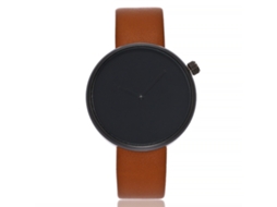 Reloj De Cuarzo Unisex Com Pulseira De Couro Pu Vansvar Mostrador De Cor Sólida Marrom Preto