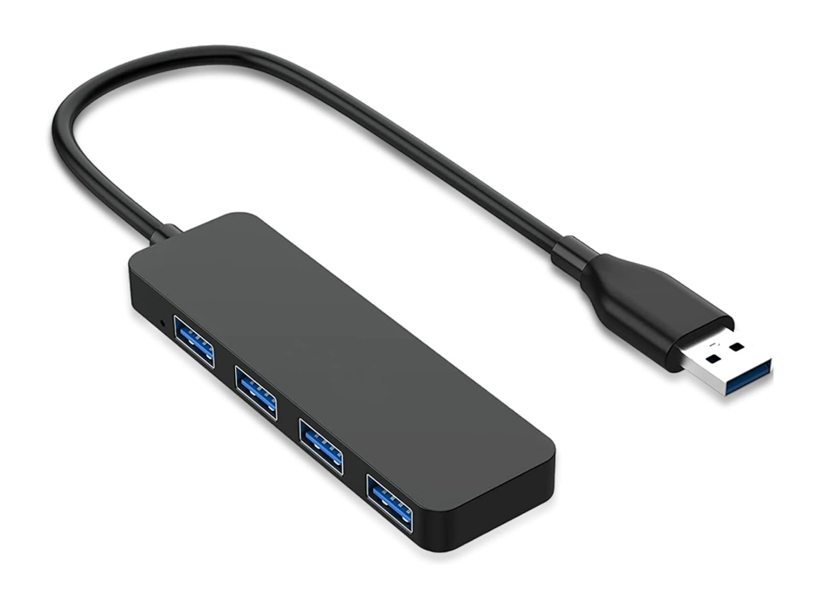 Hub Usb Ultrafino Com Múltiplas Portas, Adaptador Usb 3.0 De 4 Portas, Compatível Com Macbook, Mac, Imac, Portátil E Pc, Em Preto.