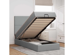 Vidaxl Estrutura Cama Otomana Colchão 80x200 Cm Tecido Cinzento Claro