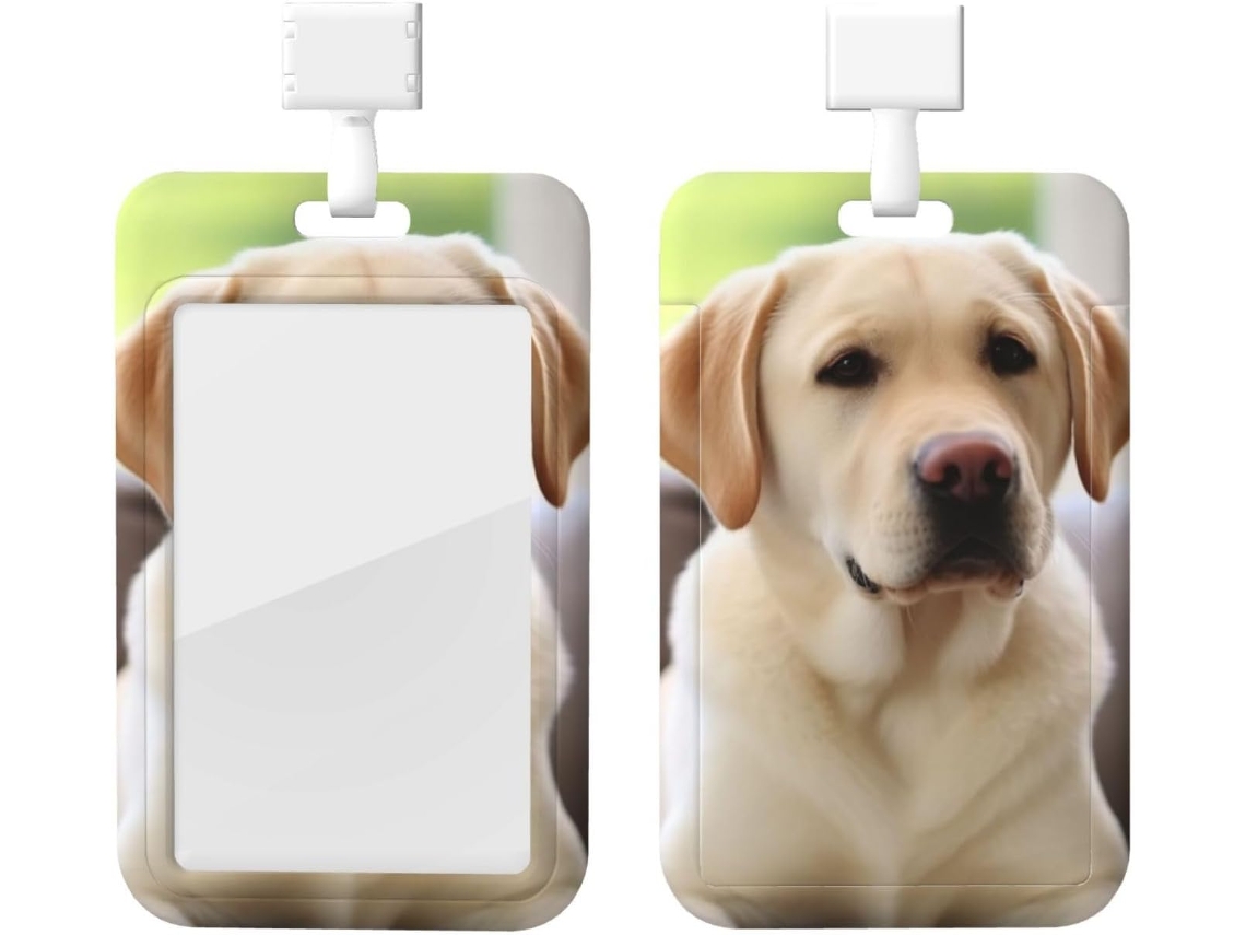 Porta Crachá Com Estampa De Um Adorável Labrador, Com Cordão, Capa Protetora De Plástico Impermeável Crachás, Ideal