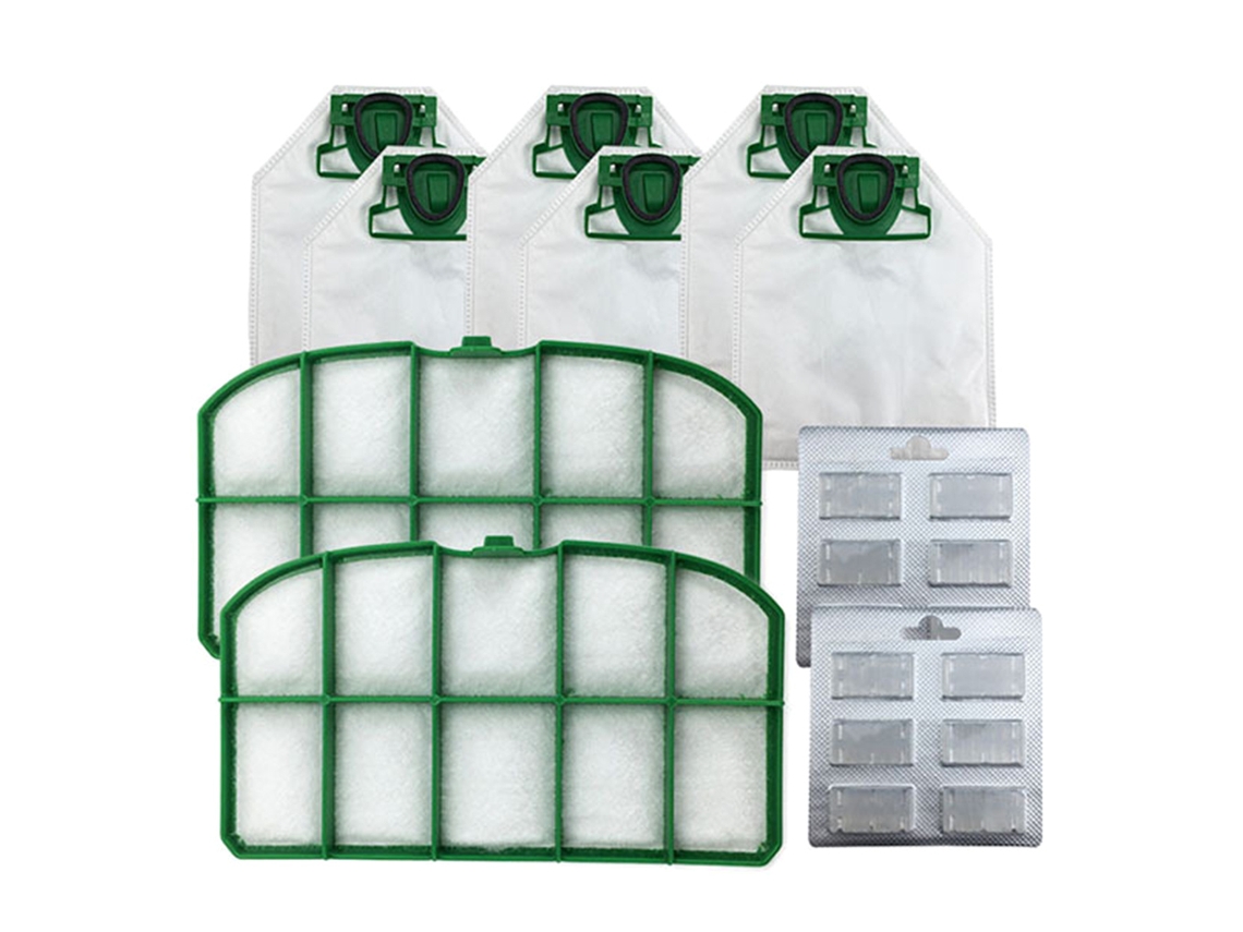 6 sacos de pó, 2 filtros HEPA e 2 blocos de fragrância para aspiradores de pó VK200