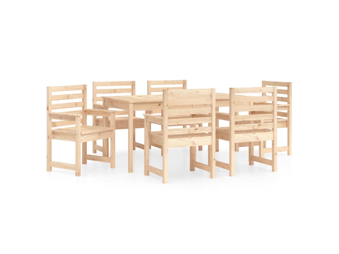 Conjunto de 7 Jantar para Jardim Madeira de Pinho Maciça MAISON EXCLUSIVE (90x200 cm)