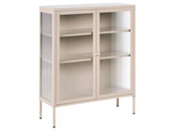 Aparador Vitrina Beliani Lerryn De Acero Beige 90x35x111