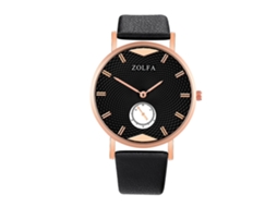 Reloj De Pulsera Para Mujer De Moda Con Correa De Pu Dial Redondo Display Analógico Cuarzo Negro