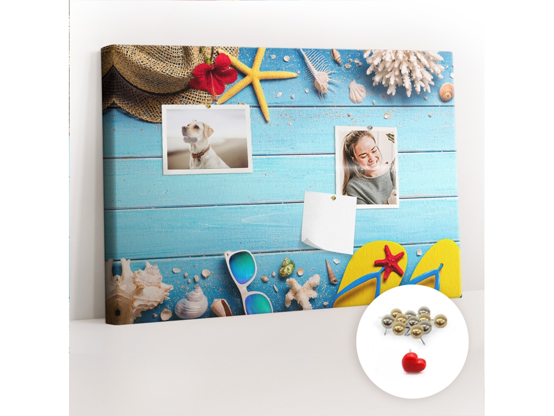 Painel De Cortiça Para Parede Coisas À Beira-mar Para A Sala De Estar Espelharte (60x40 Cm)