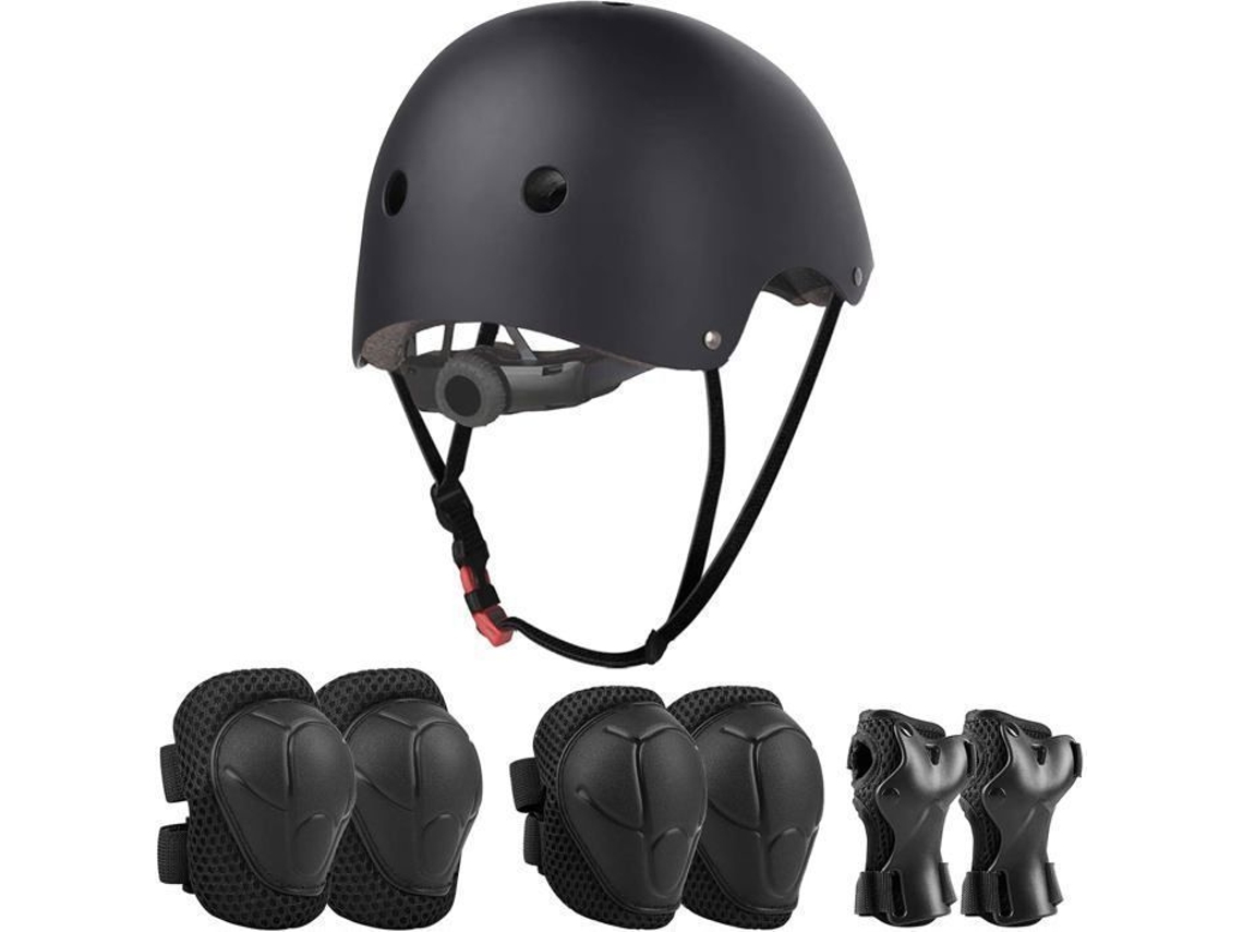 Conjunto ajustável de cotoveleiras, Joelheiras e protetores de pulso, preto, para desporto