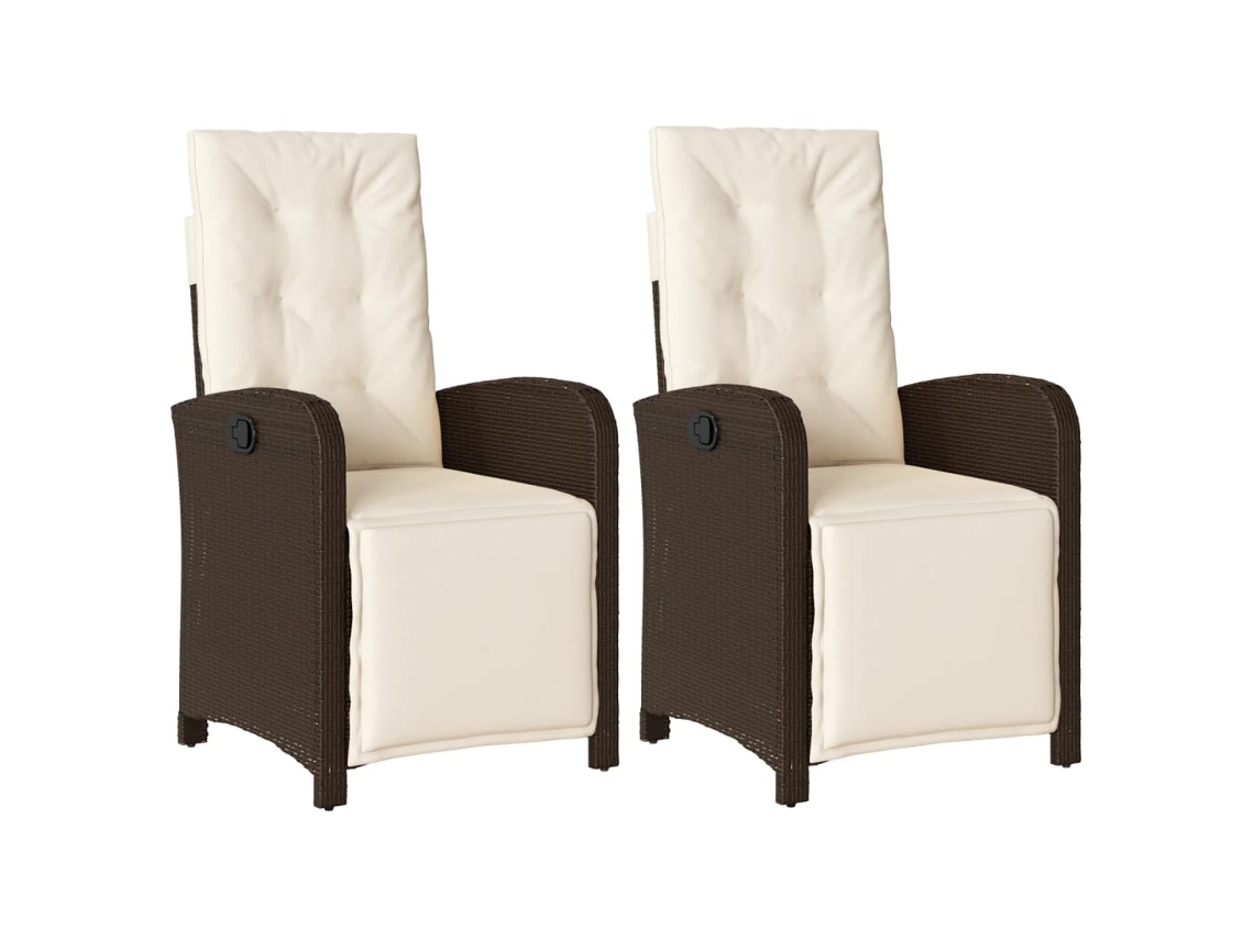 Conjunto de 2 Cadeiras Jardim Reclináveis com Apoio Pés Vime Castanho MAISON EXCLUSIVE