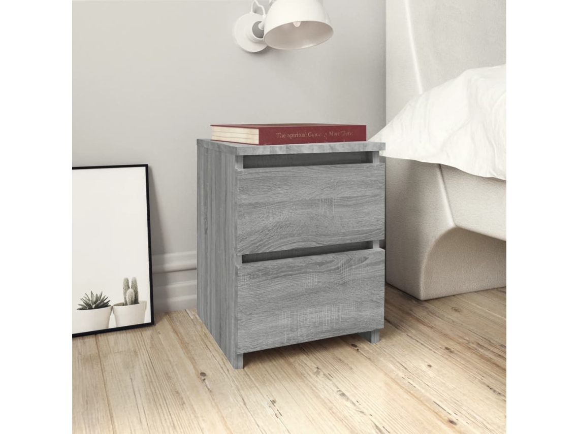 Mesa Cabeceira | Criado-mudo | Armário De Cabeceira 30x30x40 Cm Derivados De Madeira Cinzento Sonoma