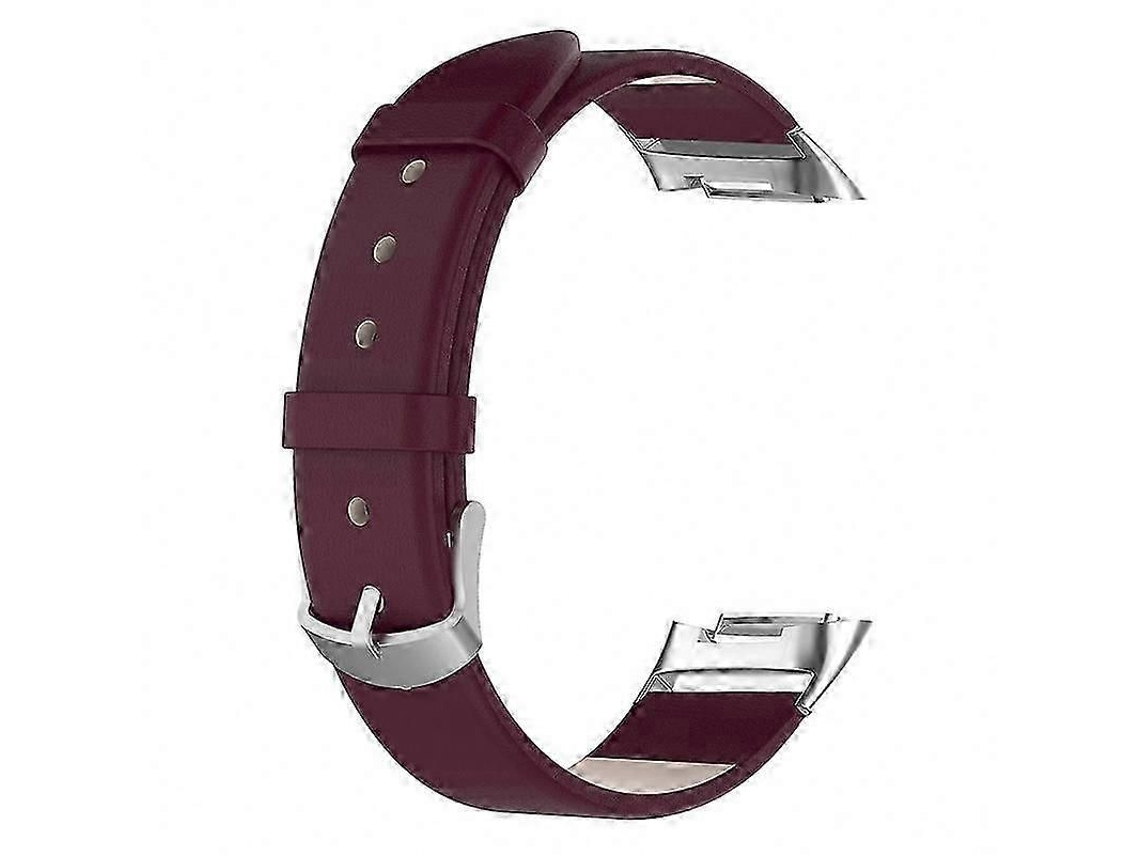 Pulseira Ajustável Em Couro Com Fivela De Metal Para Smartwatch Fitbit Charge 6 E 5.