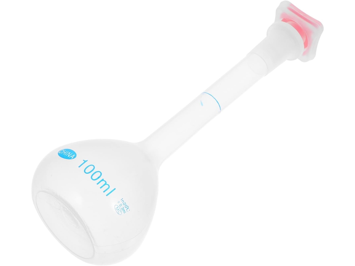 Balão Volumétrico De 100 Ml Para Experimentos Científicos, Plástico Branco, Durável E Adequado.