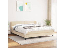 Vidaxl Cama Com Molas/colchão 180x200 Cm Tecido Cor Creme