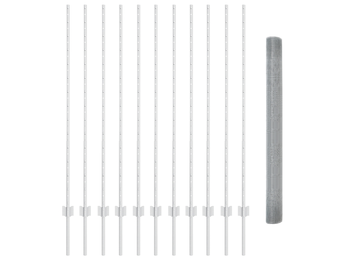 Conjunto 1 Cerca Externa Vidaxl Prateado Aço (25 X 1,4 M)