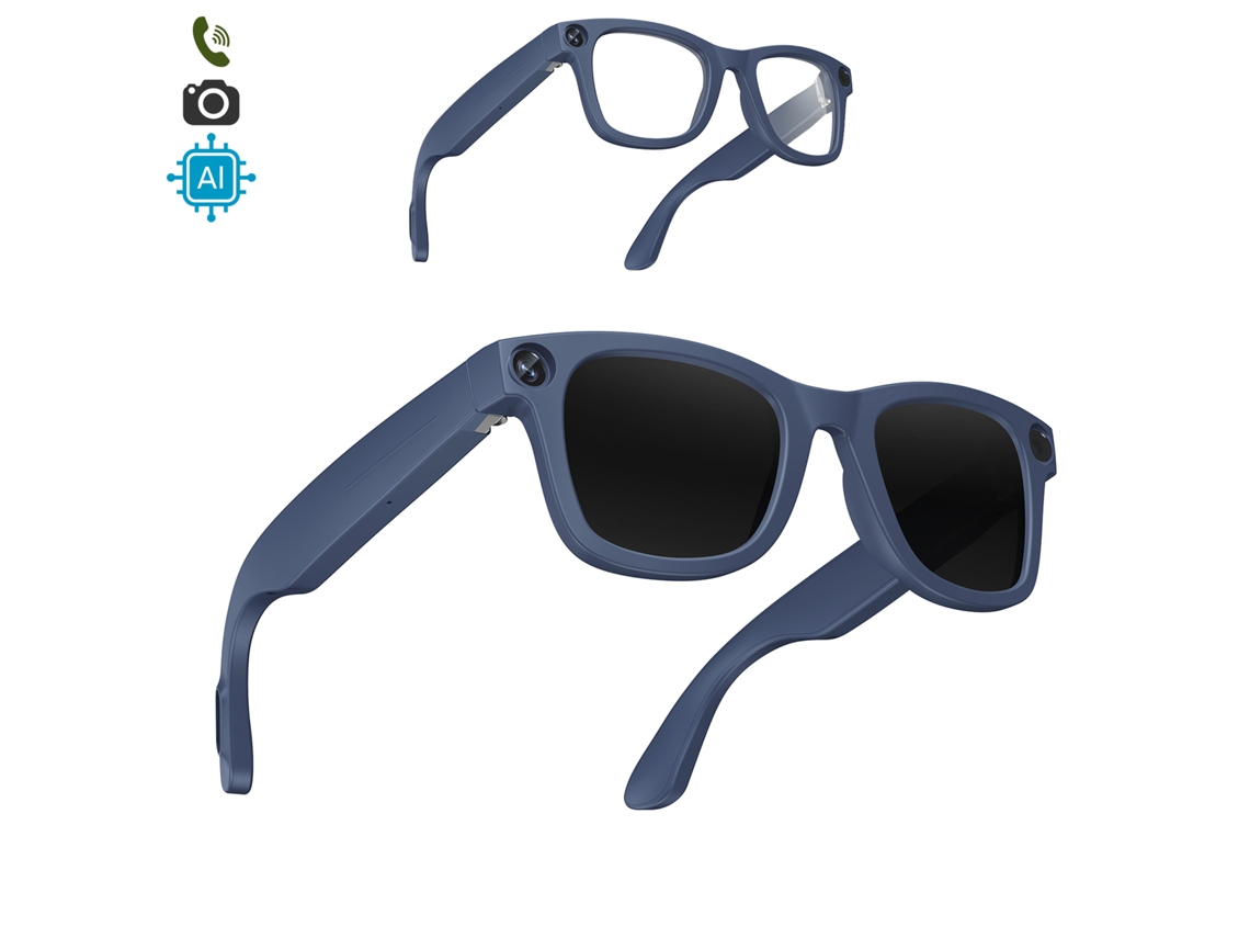 Óculos Inteligentes E3. Com Câmera De 8mpx, Vídeos Em 1080p, Tradutor De Ia Em Tempo Real E Controle De Música/chamadas. Com Lentes Escuras.