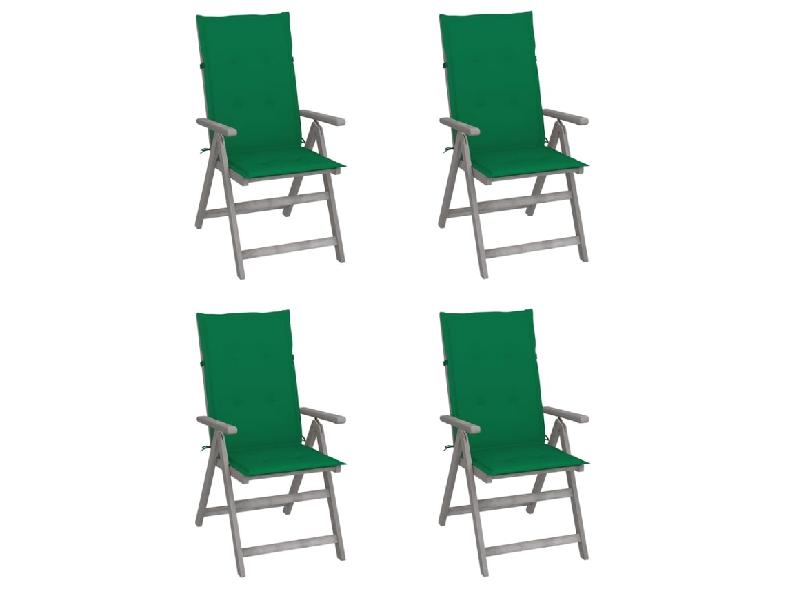 Cadeiras Jardim Reclináveis C/ Almofadões 4 Pcs Acácia Maciça Dkd Home Decor