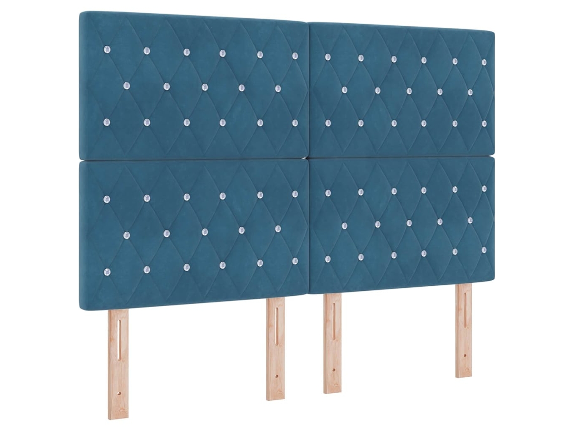 Conjunto 1 Cabeceira Estofada Vidaxl Azul Veludo (144 Cm)