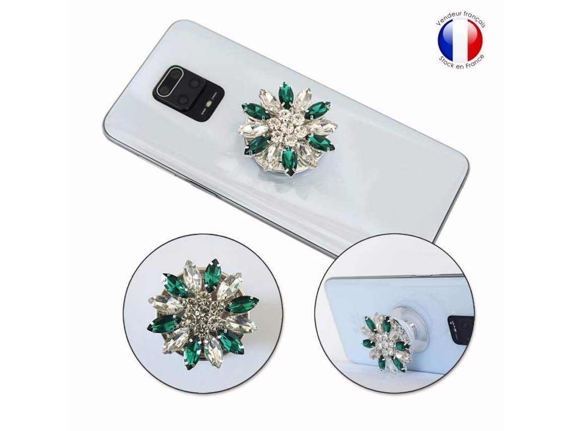 Suporte Para Celular - Ph26 - Elephone U5 - Dobrável - Diamante Verde E Branco - Universal-aquaforge