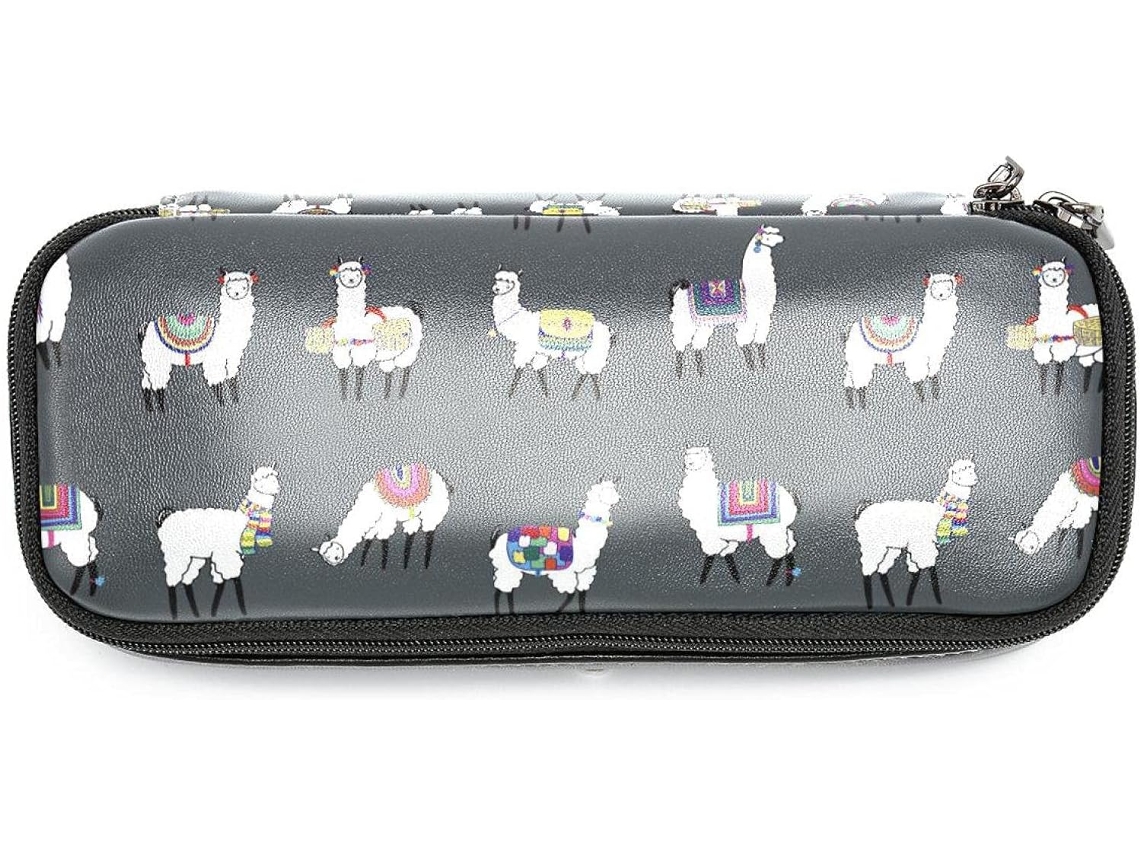 Este estojo para lápis com estampa étnica de alpaca e design de lhama, de grande capacidade, comporta canetinhas, marcadores e outros materiais.