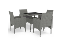 Pcs Conjunto De Jantar Para Jardim Vime Pe E Vidro Cinzento Dkd Home Decor