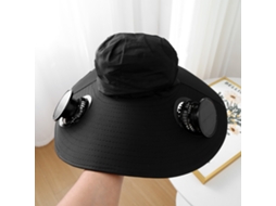 Chapéu de Sol Elétrico de Aba Larga com Ventilador para Homens, Proteção Uv. MDUG (preto)